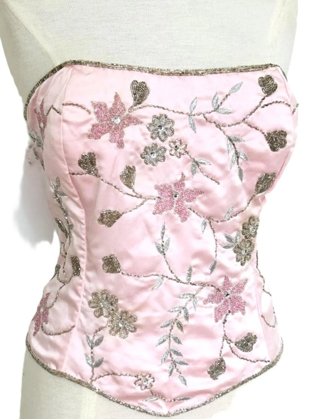 JASDEE Vintage Bustier Corset Hand Work Beaded Embroidery On Satin Style F3155